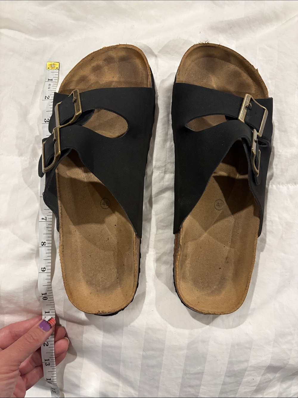 Classic Black Double-Buckle Women's Slide Sandals